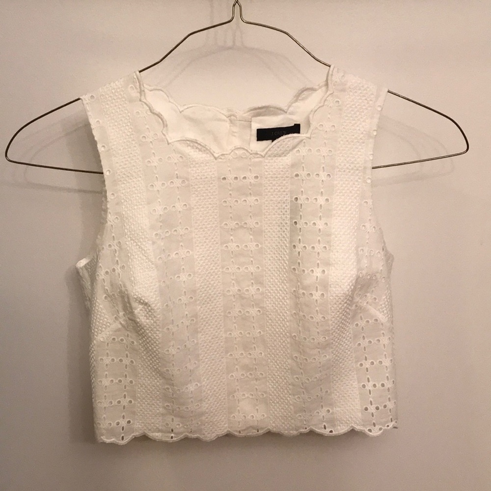 Jcrew eyelet scalloped crop top NWT